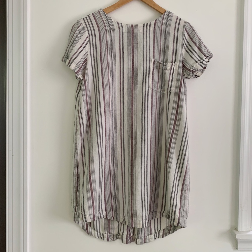 Cloth and Stone Multi Striped Pocket Tunic Dress w/ Back Buttons